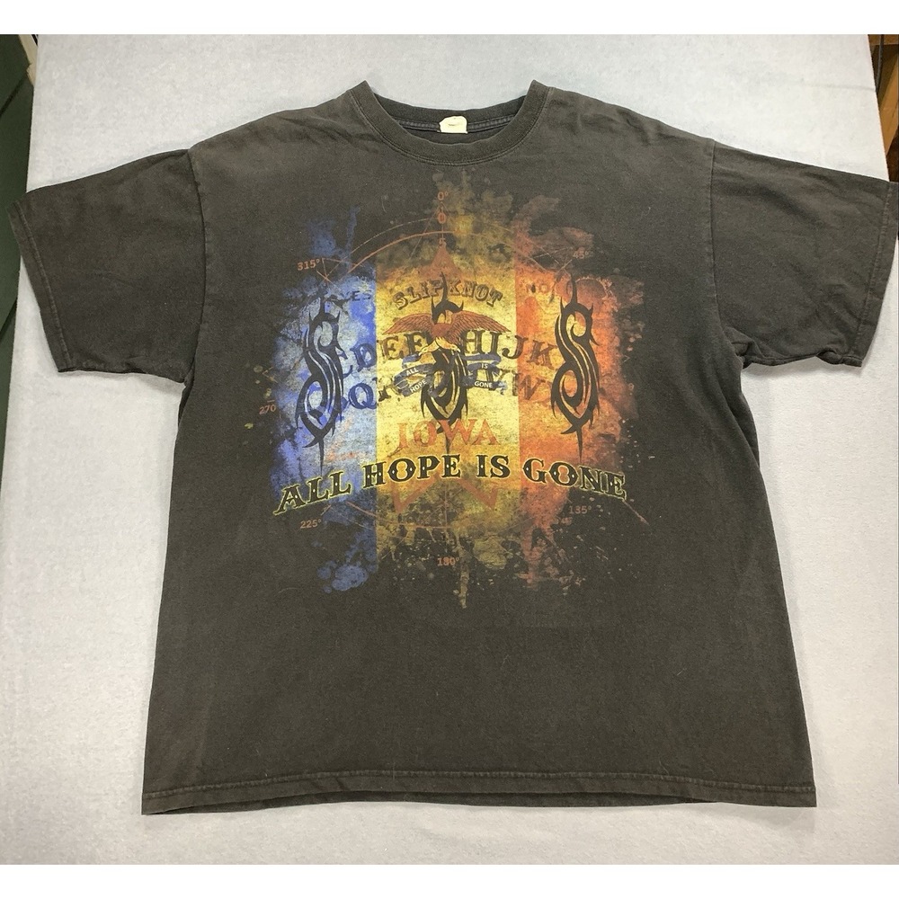 Slipknot All Hope Is Gone World Tour 2009 T-shirt Mens XL Black Faded Y2K Band